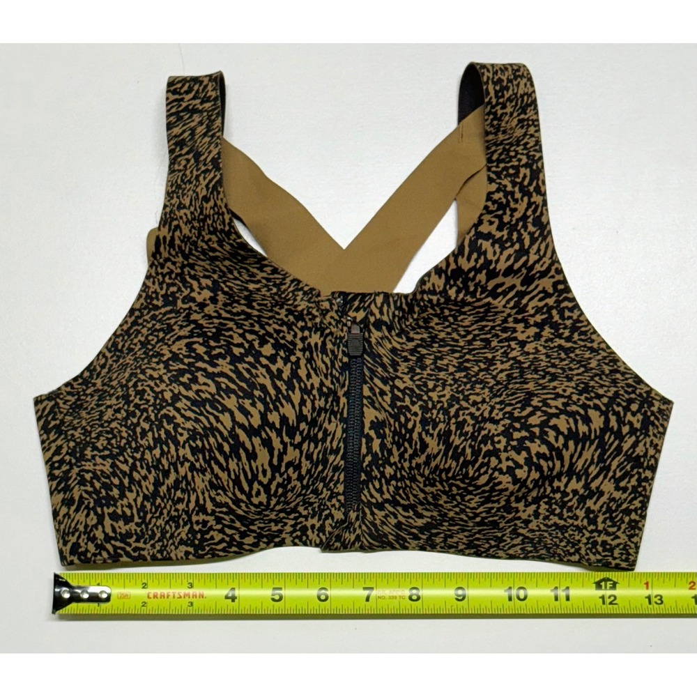 Lululemon Enlite Front Zip Sports Bra Animal Print Brown Black 34A High Impact
